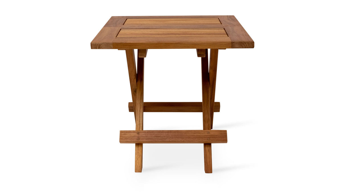 Paramount Folding End Table by SohoConcept, showing front view of paramount folding end table in square/teak.