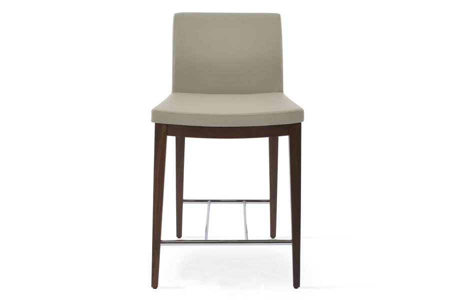 Pasha Wood Counter Stool by SohoConcept, showing front view of wood stool.