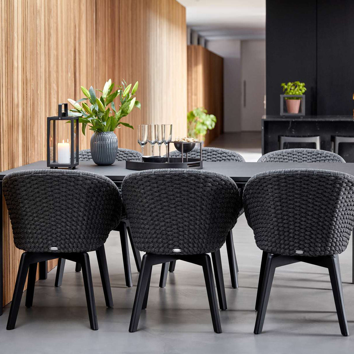 Peacock Indoor Dining Chair by Cane-Line, showing peacock indoor dining chairs in live shot.