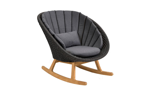 Peacock Outdoor Rocking Chair by Cane-Line - Grey Natte Set *.