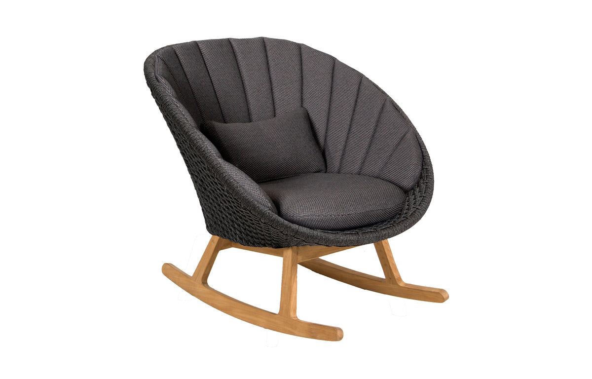 Peacock Outdoor Rocking Chair by Cane-Line - Dark Grey Focus Set *.