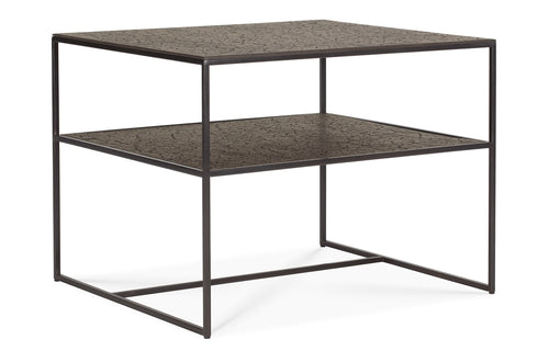 Pentagon Side Table by Ethnicraft, showing angle view of pentagon side table.