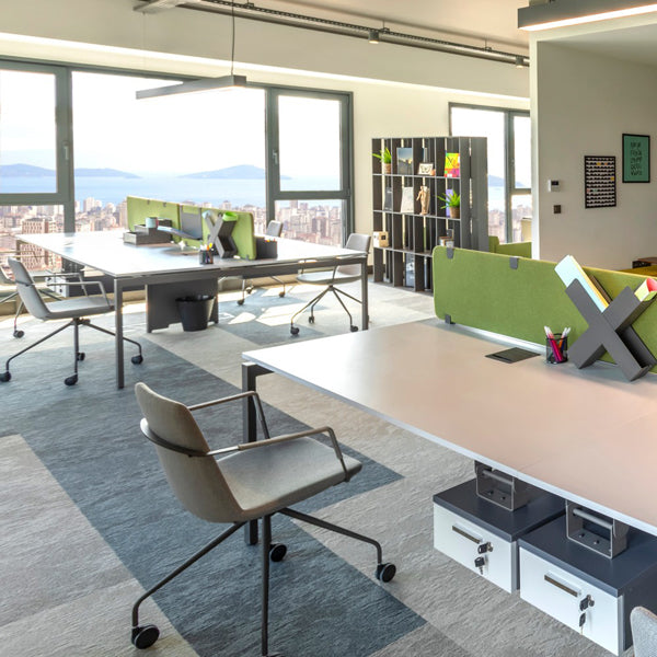 Pera Desk Chair by B&T, showing pera desk chairs in live shot.