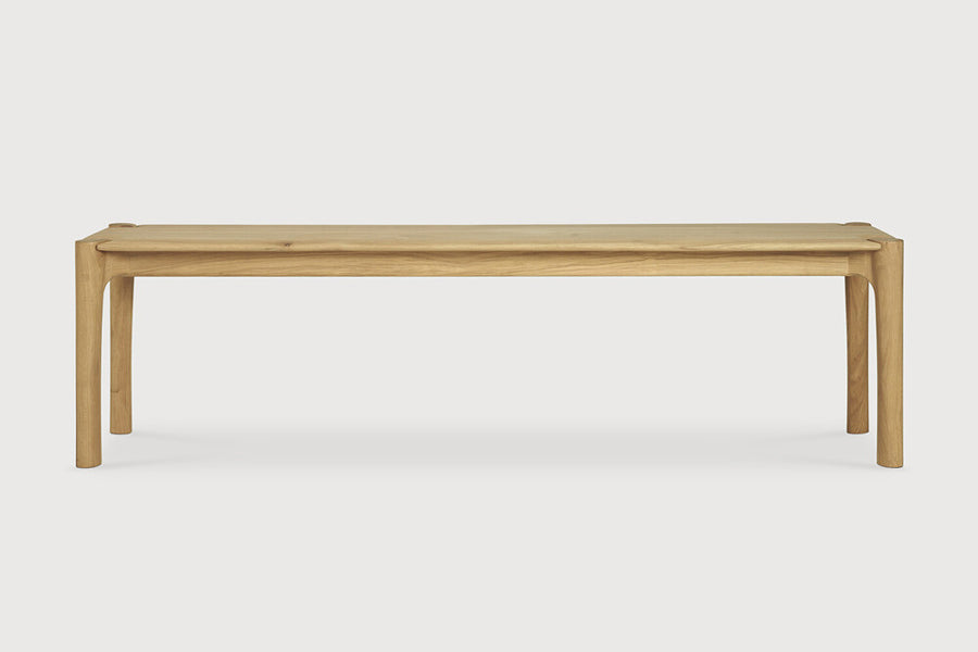 PI Bench by Ethnicraft, showing front view of pi bench.