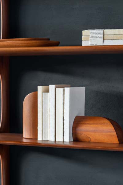 PI Book Ends by Ethnicraft, showing pi book ends in live shot.