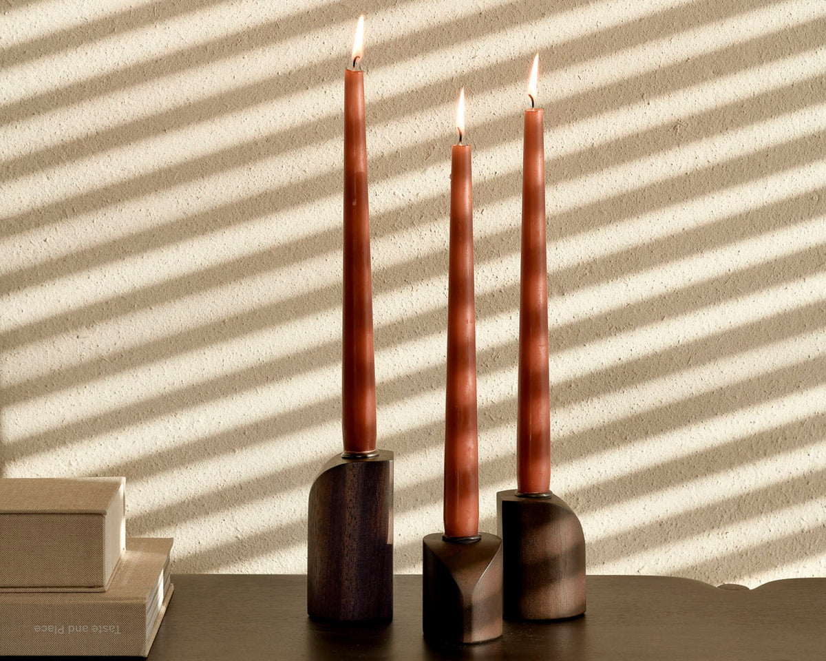 PI Candle Holders - Set of 3 by Ethnicraft, showing pi candle holders - set of 3 in live shot.