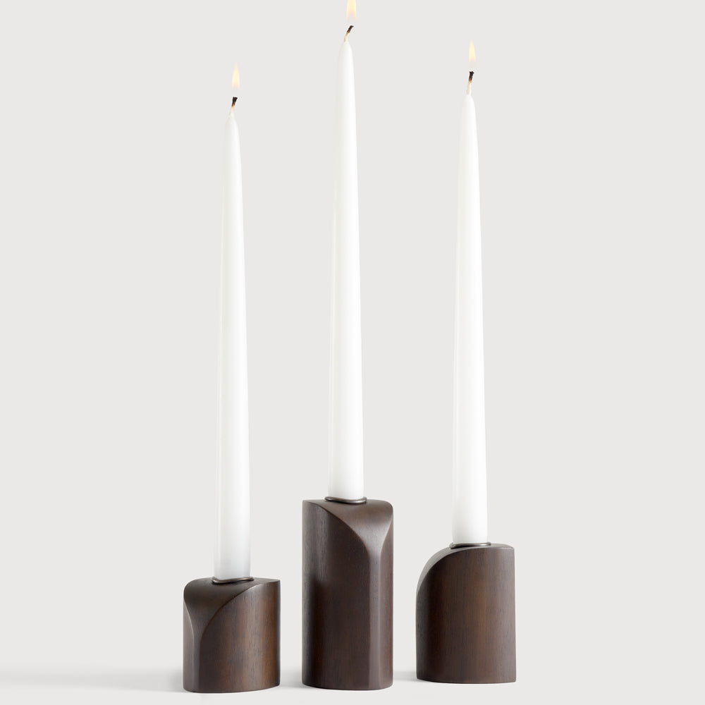 PI Candle Holders - Set of 3 by Ethnicraft, showing front view of pi candle holders - set of 3.