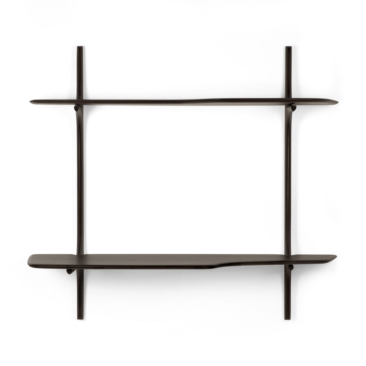 PI Wall Mounted Desk by Ethnicraft, showing pi wall mounted desk in mahogany dark brown.