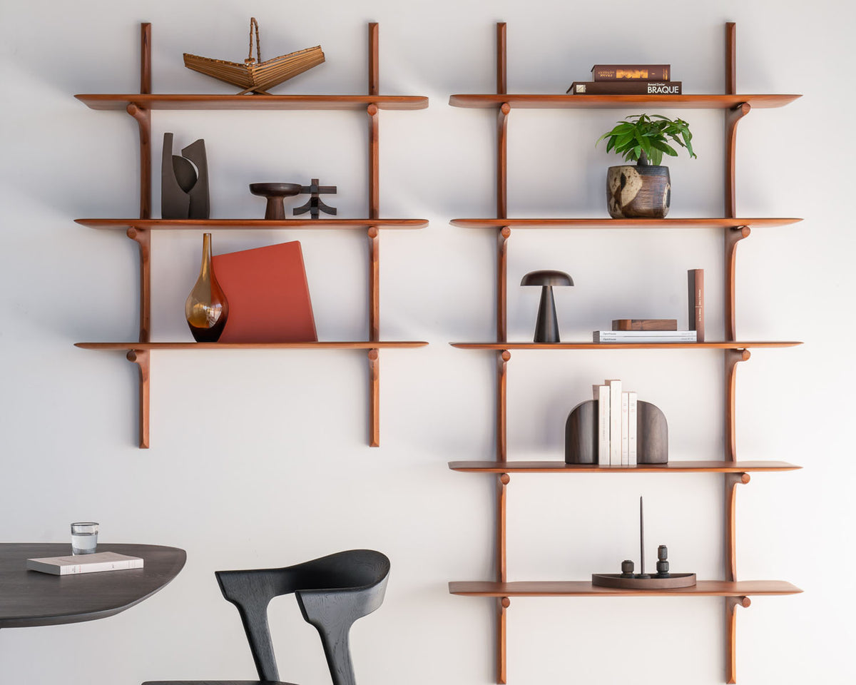 PI Wall Shelf by Ethnicraft, showing pi wall shelf in live shot.