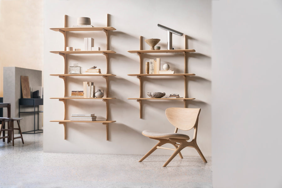 PI Wall Shelf by Ethnicraft, showing pi wall shelf in live shot.