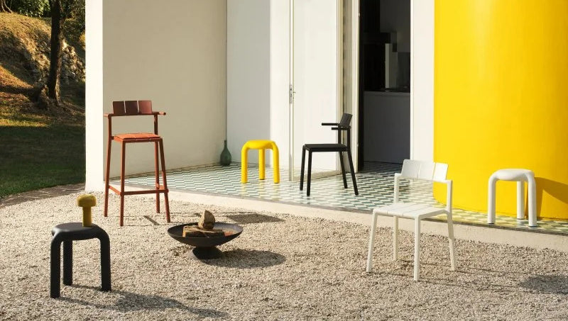 Piccolo Stool by Toou, showing piccolo stools in live shot.