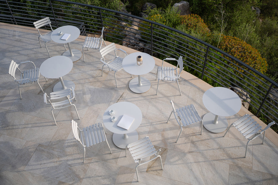 Pico Cafe table by Houe, showing pico cafe tables in live shot.