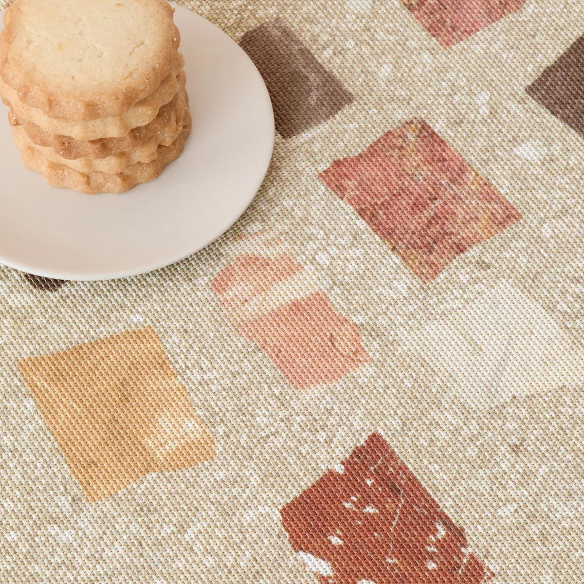 Pietra Placemat by Chilewich, showing closeup view of pietra placemat in live shot.