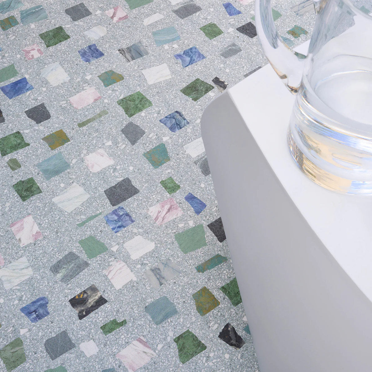 Pietra Woven Floor Rug by Chilewich, showing closeup view of pietra woven floor rug in live shot.