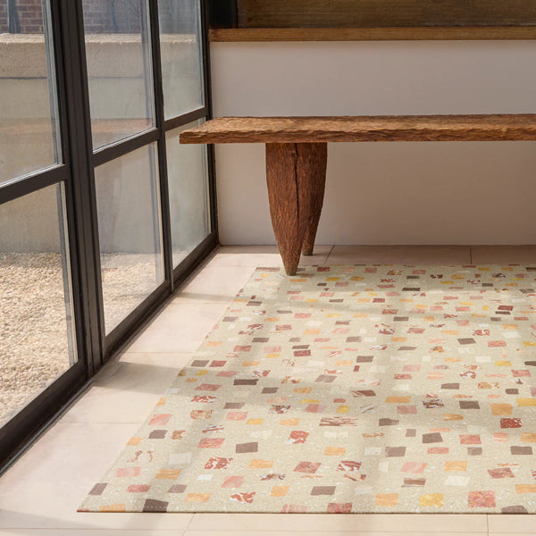 Pietra Woven Floor Rug by Chilewich, showing pietra woven floor rug in live shot.