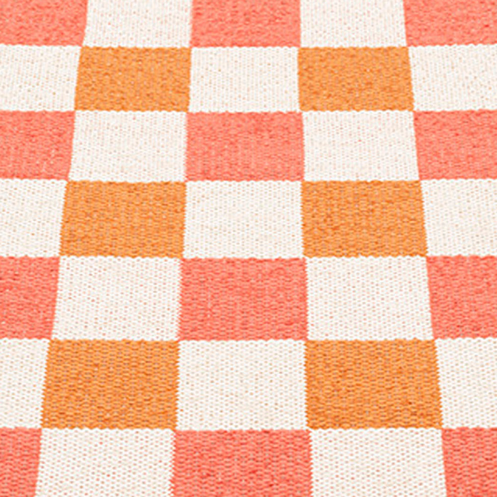 Pix Flamingo & Vanilla with Pale Orange Rug by Pappelina, showing closeup view of pix flamingo & vanilla with pale orange rug.