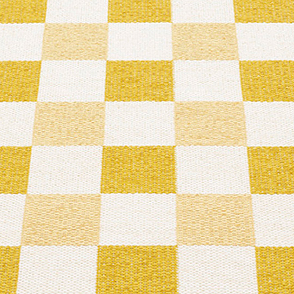 Pix Mustard & Vanilla with Pale Yellow Rug by Pappelina, showing closeup view of pix mustard & vanilla with pale yellow rug.