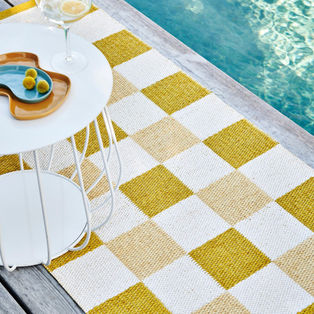 Pix Mustard & Vanilla with Pale Yellow Rug by Pappelina, showing pix mustard & vanilla with pale yellow rug in live shot.