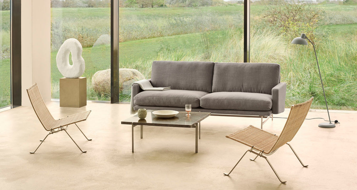 PK22 Lounge Chair by Fritz Hansen, showing pk22 lounge chair in live shot.