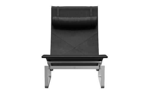 PK24 Chaise Lounge Chair by Fritz Hansen - Leather, Grace Black Leather.