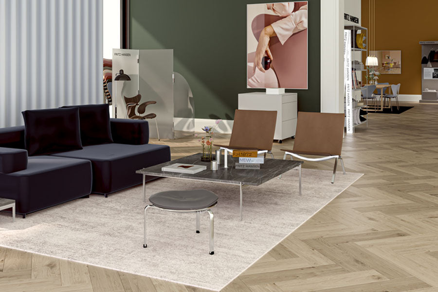 PK33 Stool by Fritz Hansen, showing pk33 stool in live shot.