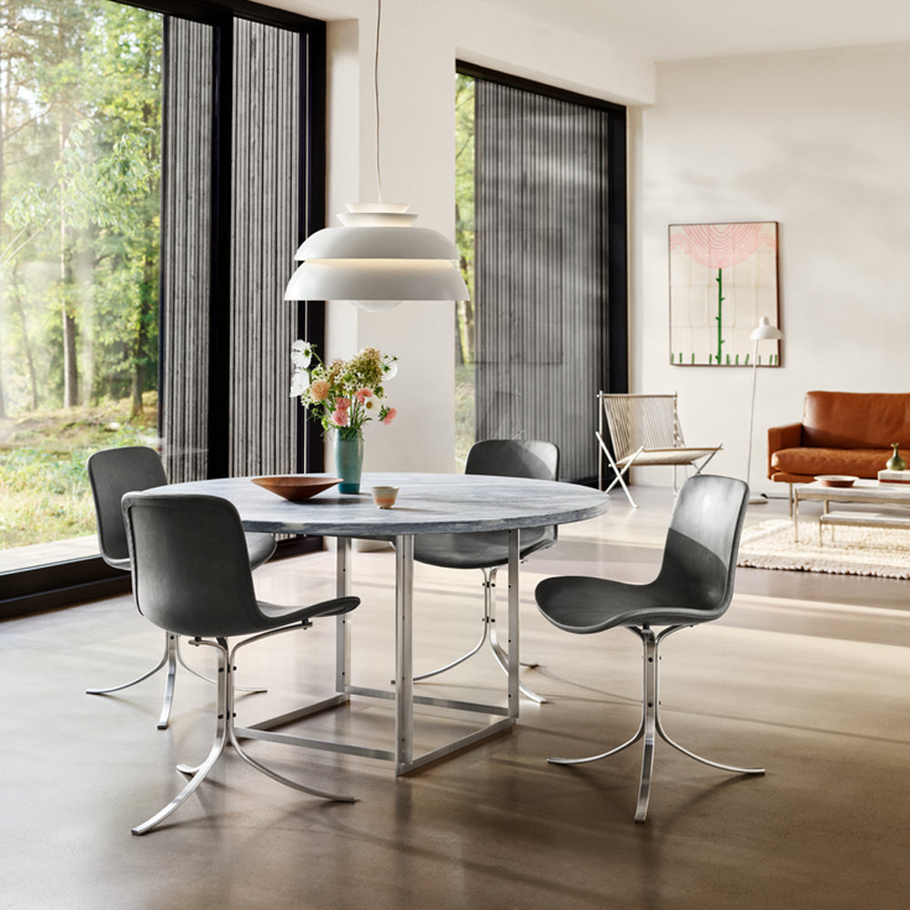 PK54 Table by Fritz Hansen, showing pk54 table in live shot.
