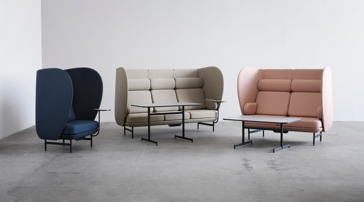 Plenum Sofa by Fritz Hansen, showing plenum sofas in live shot.