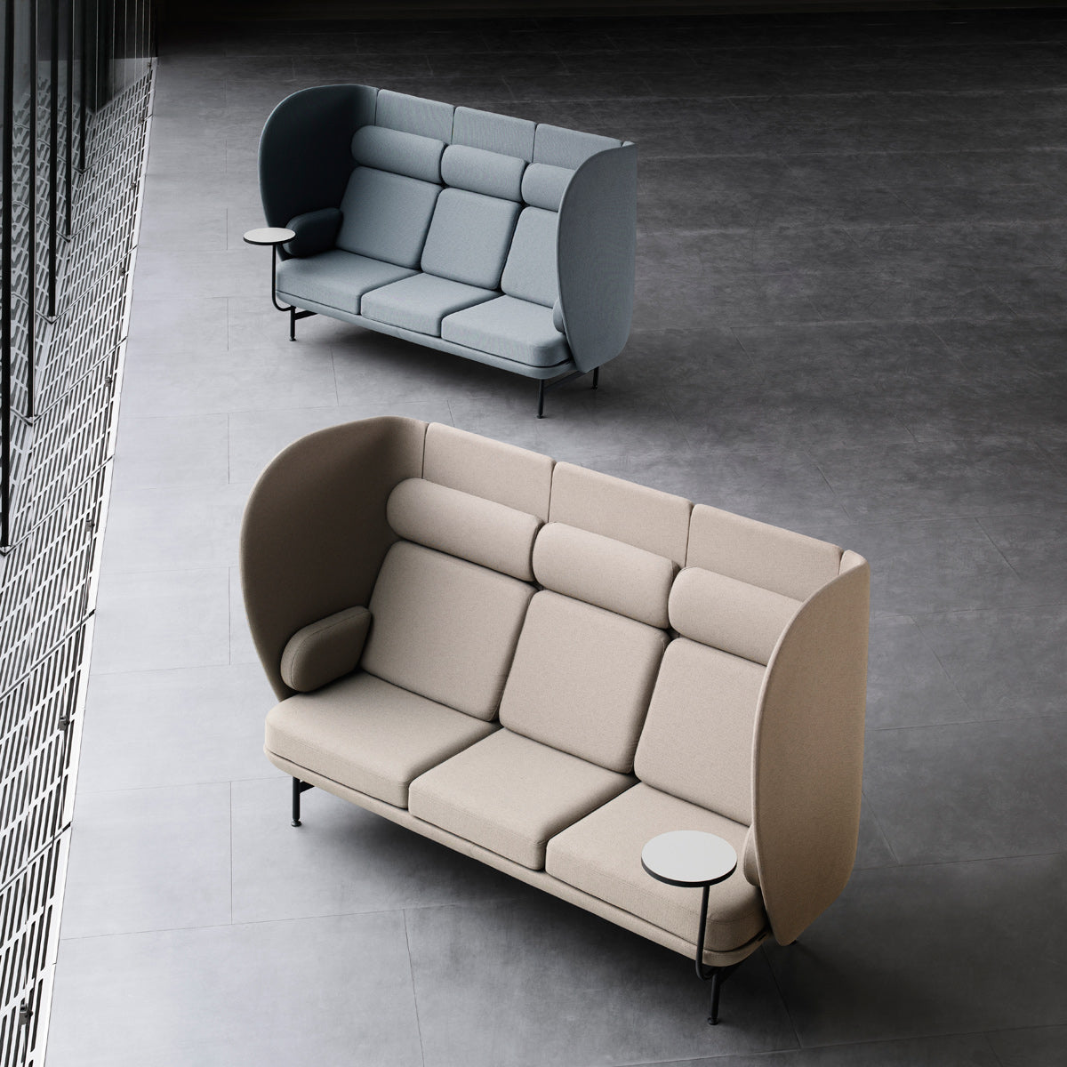 Plenum Table by Fritz Hansen, showing plenum tables in live shot.