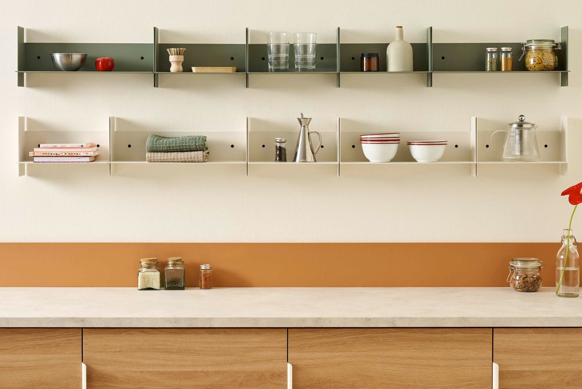 PLI Wall Shelf by TipToe, showing pli wall shelves in live shot.