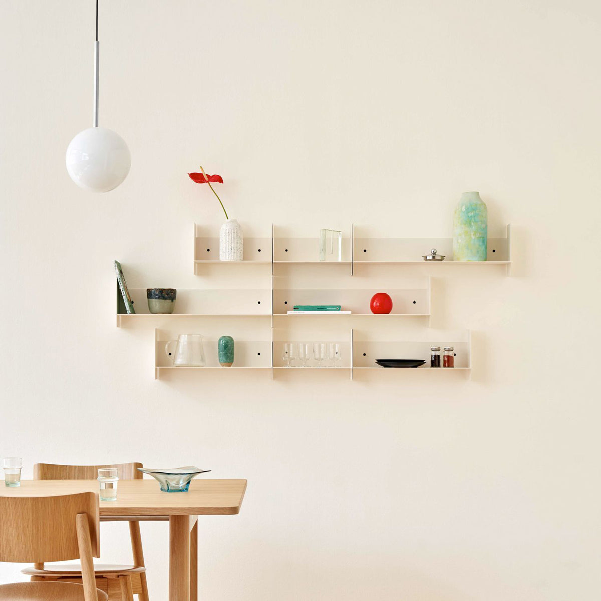 PLI Wall Shelf by TipToe, showing pli wall shelves in live shot.