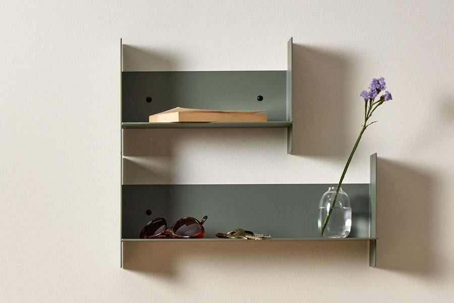 PLI Wall Shelf by TipToe, showing pli wall shelves in live shot.