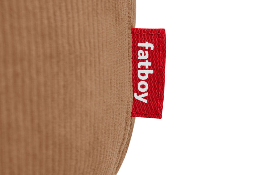 Point Recycled Cord Pouf by Fatboy, showing closeup view of point recycled cord pouf in teddy bear polyester fabric.