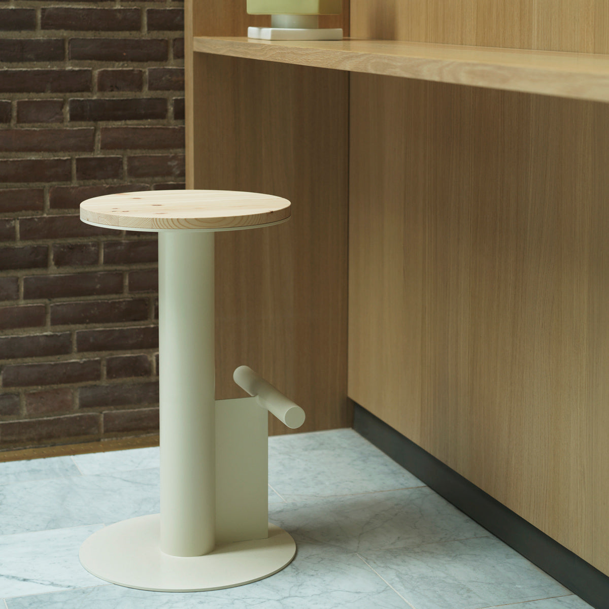 Pole Barstool by Normann Copenhagen, showing pole barstool in live shot.