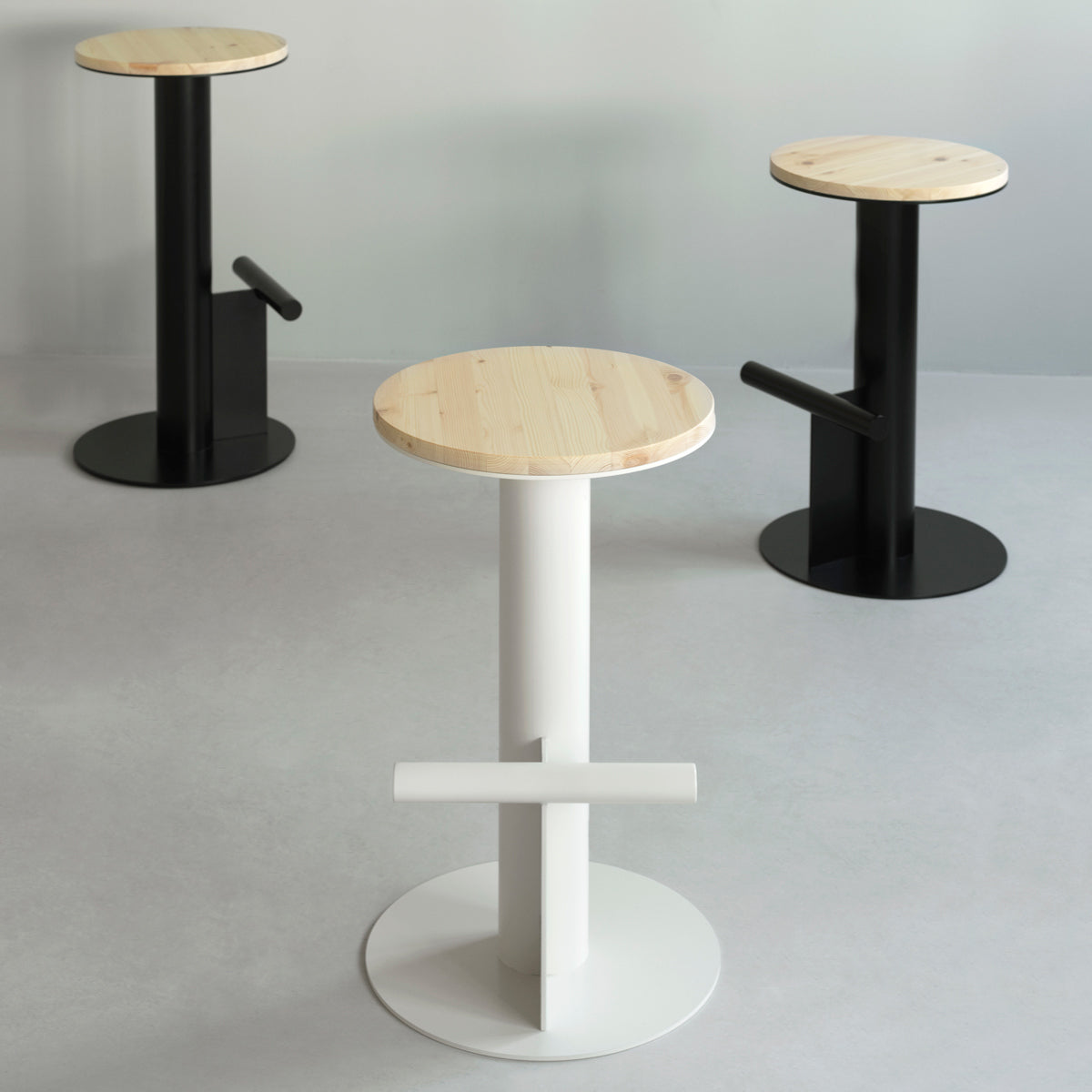 Pole Barstool by Normann Copenhagen, showing pole barstools in live shot.