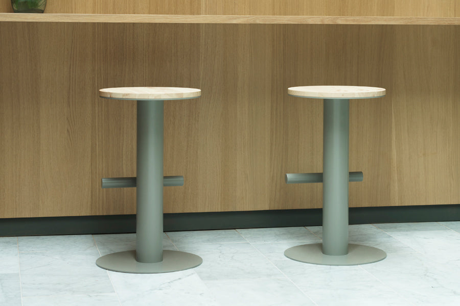 Pole Barstool by Normann Copenhagen, showing pole barstools in live shot.