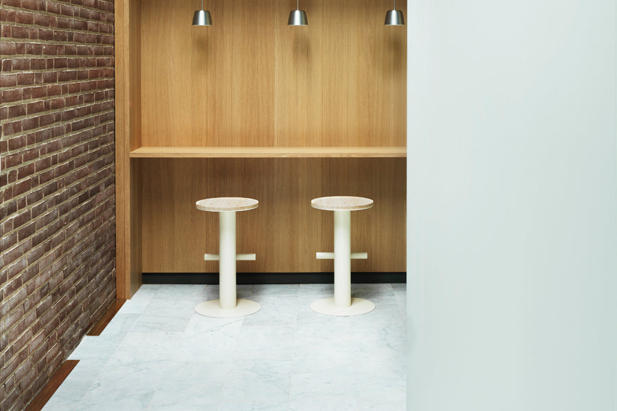 Pole Barstool by Normann Copenhagen, showing pole barstools in live shot.