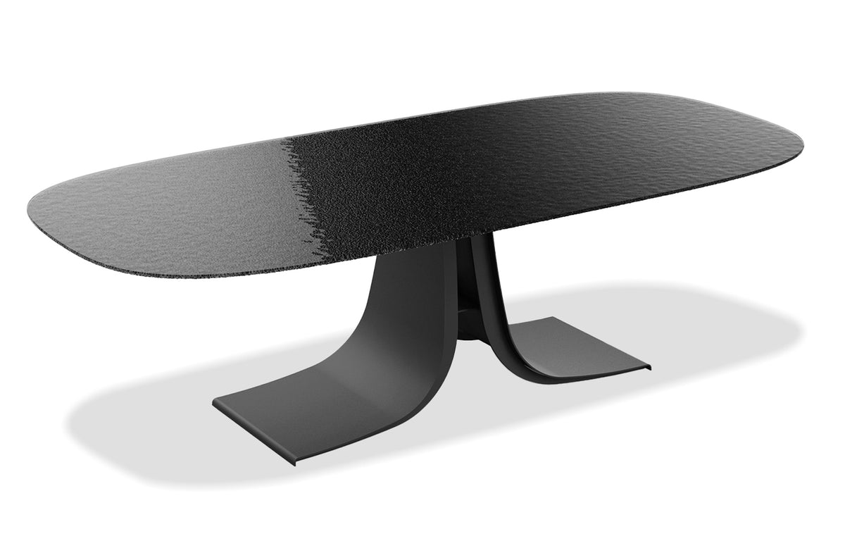 Ponza Oval Dining Table by Mobital, showing angle view of ponza oval dining table.