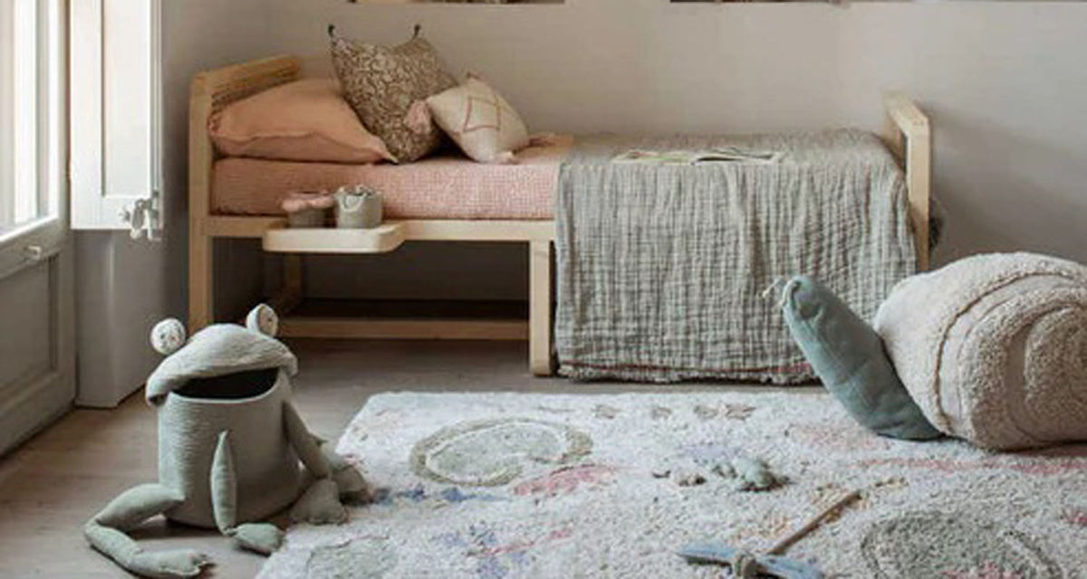 Mr. Snail Pouf by Lorena Canals, showing mr. snail pouf in live shot.