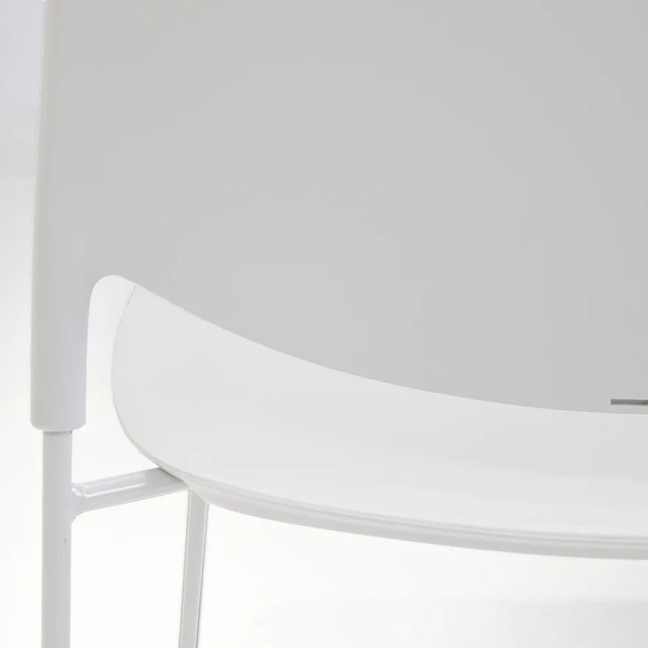 Pringle Stackable Dining Chair by Mobital, showing closeup view of pringle stckable dining chair in live shot.