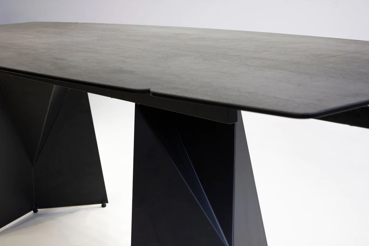 Prism Extending Dining Table by Mobital, showing closeup view of prism extending dining table in live shot.