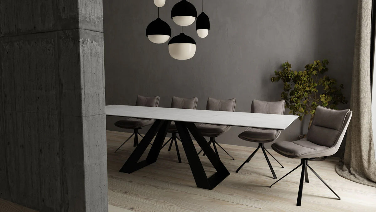 Puccini Swivel Dining Chair by Mobital, showing puccini swivel dining chairs in live shot.