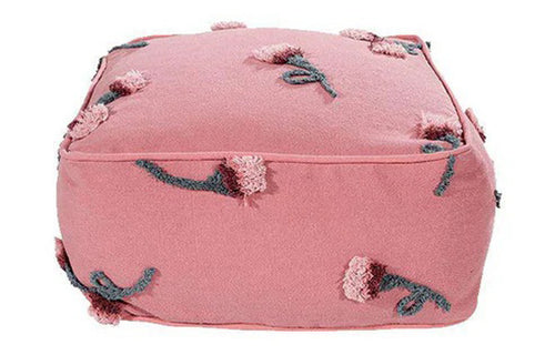 English Garden Pouf Ash Rose by Lorena Canals, showing front view of english garden pouf ash rose.
