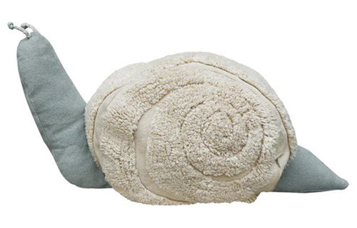 Mr. Snail Pouf by Lorena Canals, showing front view of mr. snail pouf.
