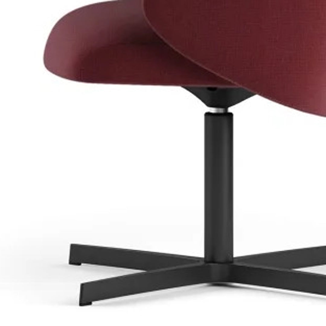 Quinta 4-Star Swivel Armchair by Kollektiff, showing closeup view of quinta 4-star swivel armchair in black painted aluminum.