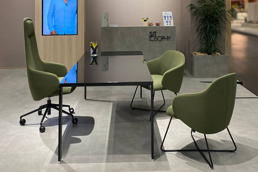 Quinta Metal Armchair by Kollektiff, showing quinta metal armchairs in live shot.