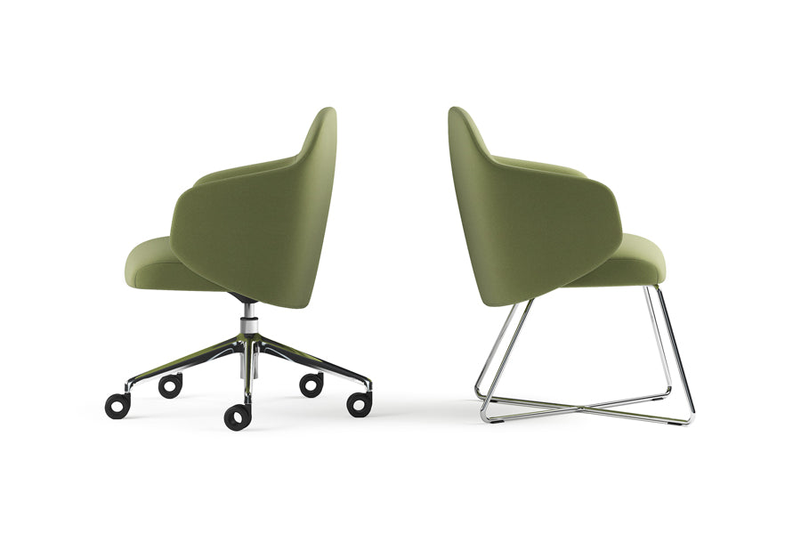 Quinta Metal Armchair by Kollektiff, showing side view of quinta metal armchair in chrome metal.