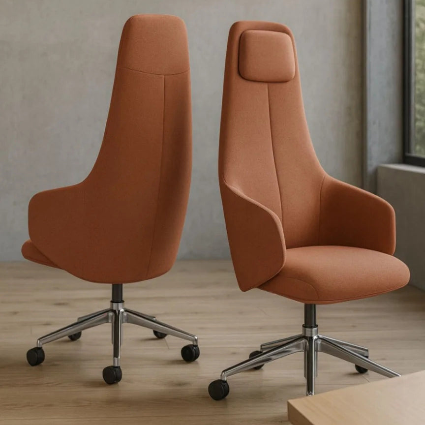 Quinta Swivel Office Armchair by Kollektiff, showing quinta swivel office armchairs in live shot.