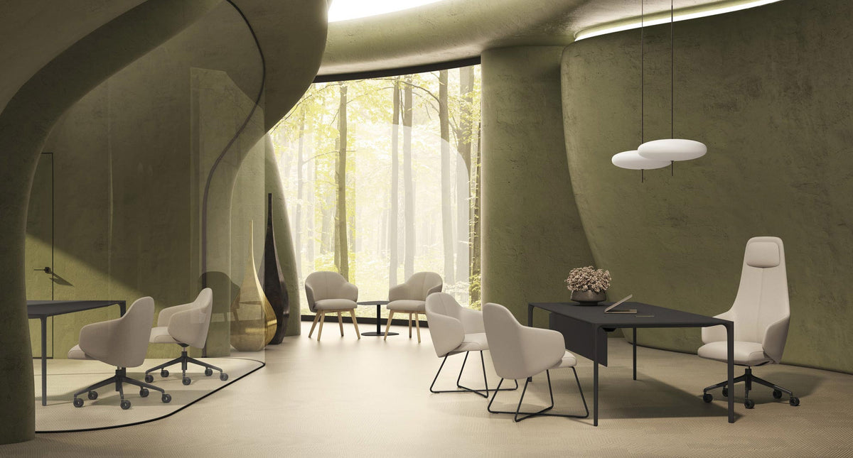 Quinta Wood Armchair by Kollektiff, showing quinta wood armchairs in live shot.