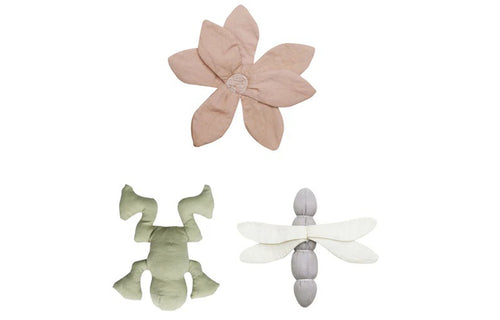 Crinkle and Rattle Baby Toys Lily Pond Set of 3 by Lorena Canals, showing front viw of crinkle and rattle baby toys lily pond set of 3.