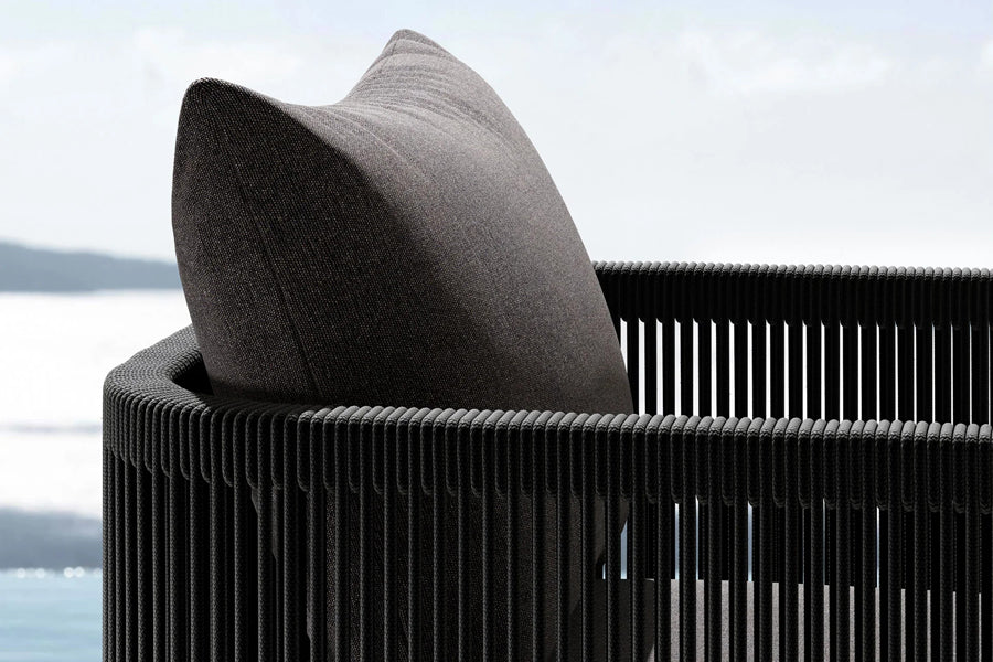 Ravelle Lounge Chair by Viesso, showing closeup view of ravelle lounge chair in live shot.